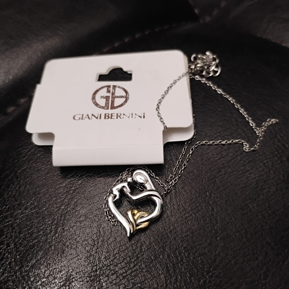 Giani Bernini Mother And Child Heart 925 Sterling Silver Pendant with Chain NWT - Picture 2 of 7